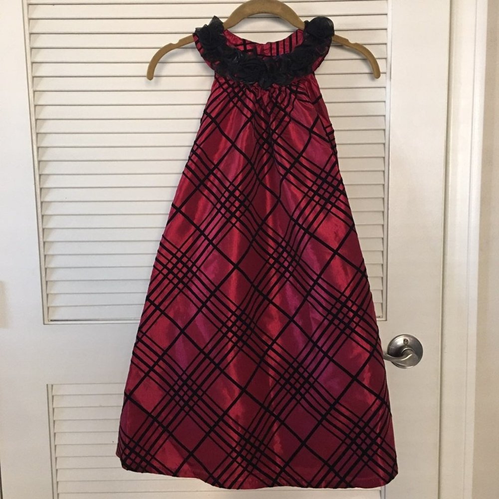 Blue Pearl Red & Black Holiday Party Dress Size 16 NEW